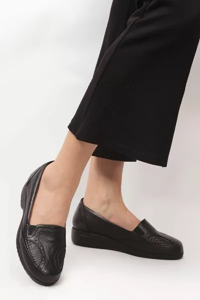 Scarpe da mamma da donna in vera pelle con supporto per sporgenza del piede