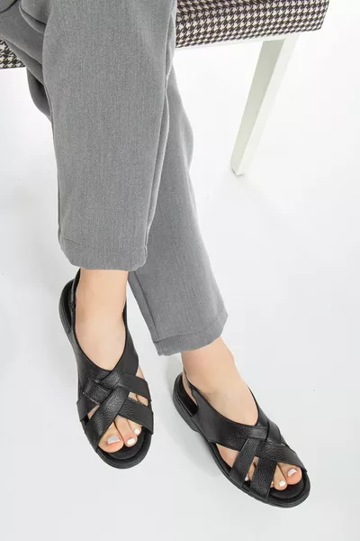 Prestige  echt lederen damessandalen met lichtgewicht zoolband