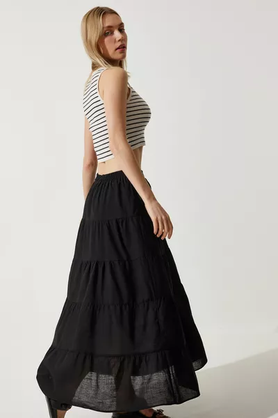 المرأة السوداء انتفخ تنورة الصيف فضفاضة تنورة مريحة 