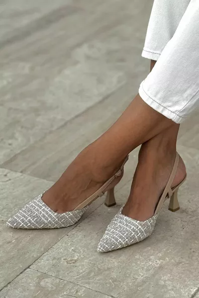 Harriet Nude Patterned Fabric Mid-Heeled (6 CM) Classic Heels