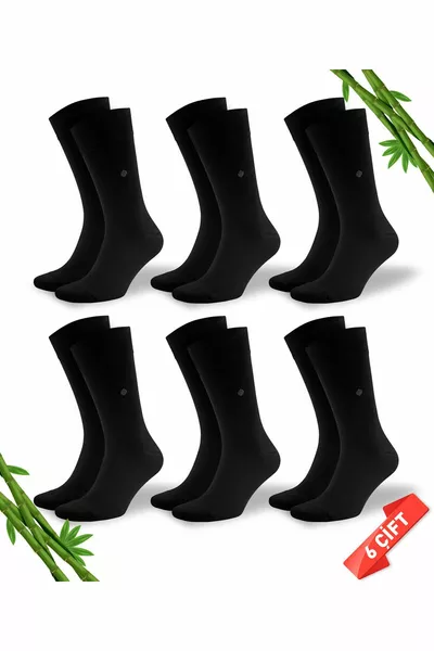 Calzini in bambù da uomo estivi lunghi neri senza cuciture Premium 6 pezzi (CALZINI DA UOMO CLASSICI)