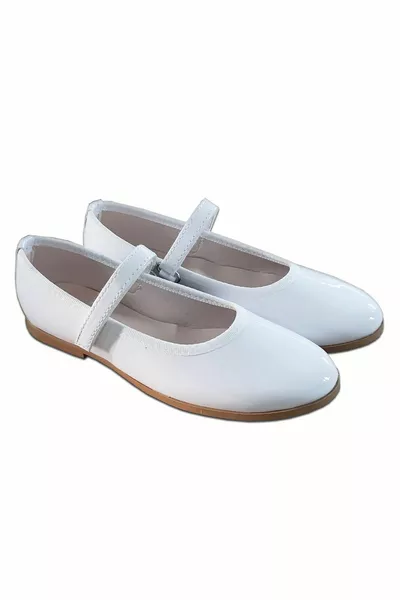 Beyaz Rugan Kız Çocuk Babet