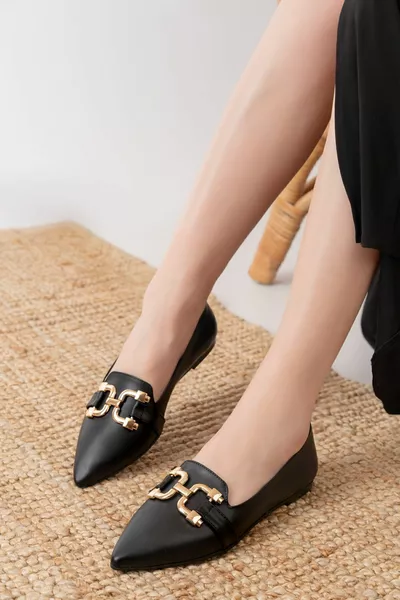 Jeneverbes gele gesp gedetailleerde dames ballerina's 1 - u moet maat groot bestellen