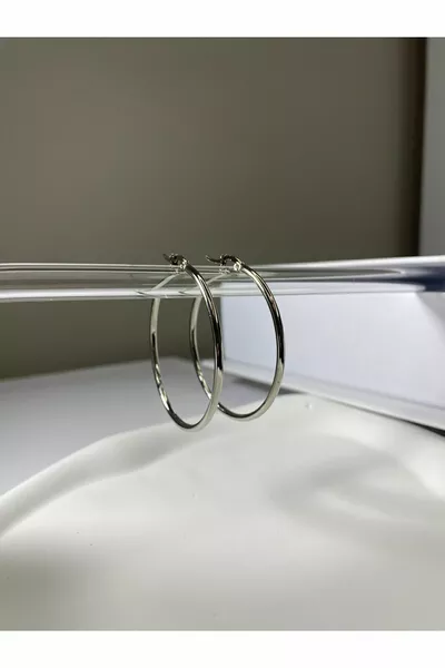 Steel Medium Size Clip Hoop Earrings