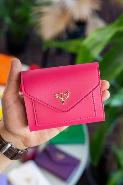 كولومبيا نباتي الجلود عملة مقصورة مصغرة فوشيا محفظة نسائية مع الكثير من حاملي البطاقات