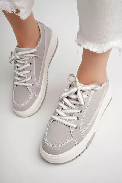 Gris Baskets Chaussures Décontractées Femme