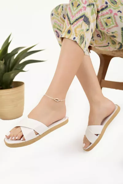 Pantofole da donna bianche Pantofole da dote per ospiti casual da spiaggia