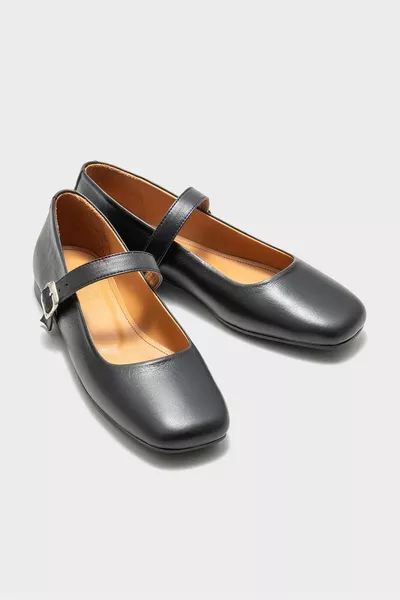 Ballerine da donna in pelle nera