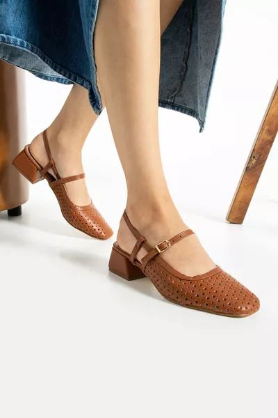 كعب تان للسيدات بكعب 3 سم