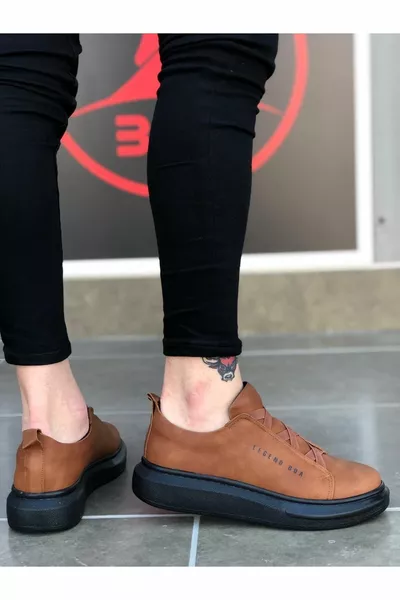 Tan Noir Poly Semelle Bande Croisée Hommes Chaussures 