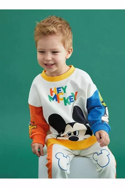 Mickey Mouse Image Baby Kids Bottom Top Set-white