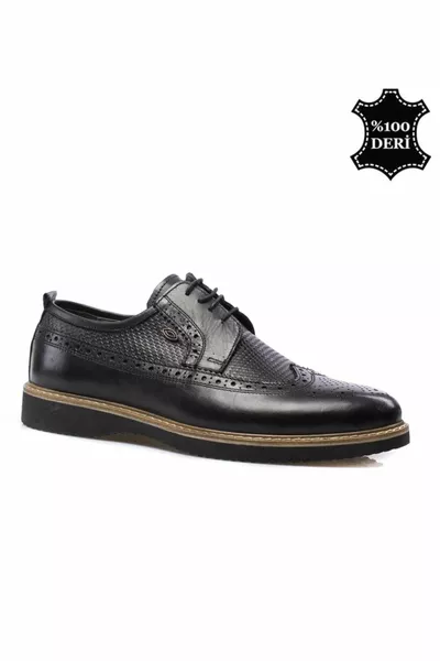 Genuine Leather Black Men's Classic Shoes 