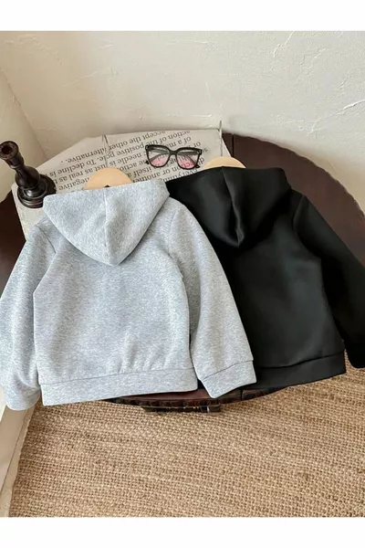 Fille-Garçon Lot de 2 Cardigan Zippé Noir-Gris