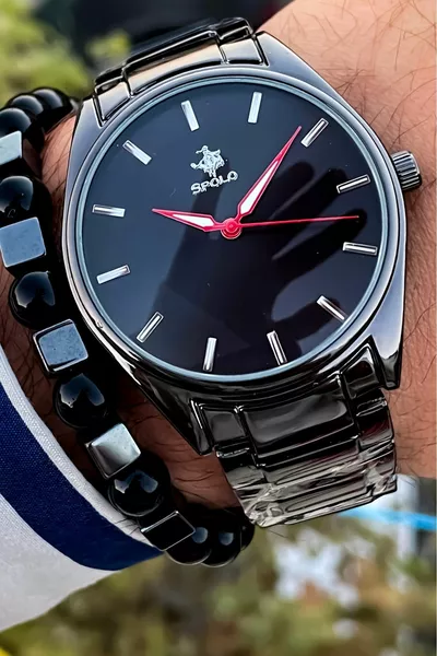 Neue Saison Schwarz Farbe Metall Band Herren Armbanduhr Armband Geschenk Vatertag Geschenk