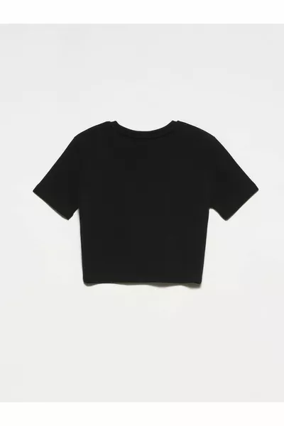  Crop T-Shirt-schwarz