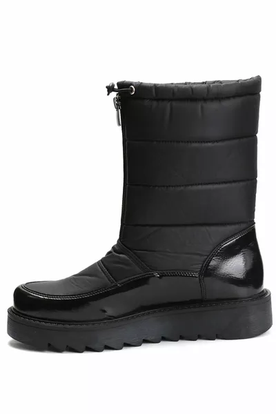 Schwarze Schneestiefel aus Lackleder für Damen