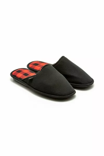 Tw Square Черни мъжки домашни чехли Мека подметка Звукоизолираща подметка