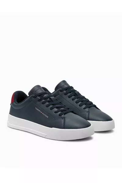 Men's Brand Logo Lace-Up Non-Slip Sole Casual Navy Blue Sneaker 
