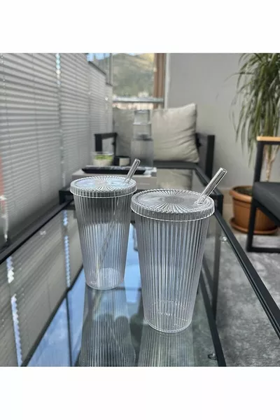 ميكا – أكواب ميكا على طريقة الأوريغامي 2 حبة  مل مع قش بغطاء ميكا | عرض كأس المشروبات الغازية الزجاجية