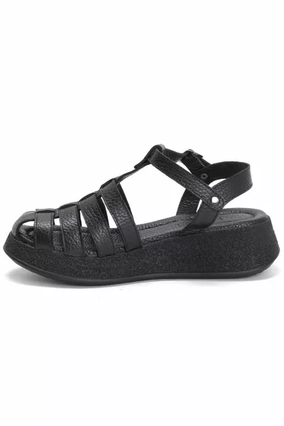 Black Women's Leather Sandals