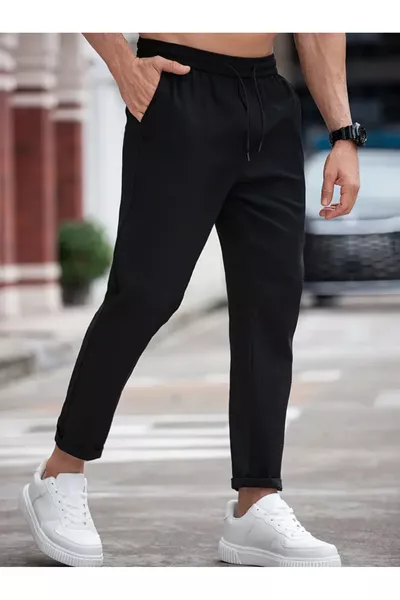 Pantaloni da uomo con vita elastica, jogger elasticizzati e fondo pieghettato