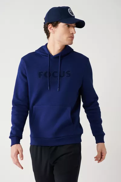 سويت شيرت رجالي بغطاء رأس من نوع ساكس بثلاث خيوط مع جيب كنغرو مبطن 