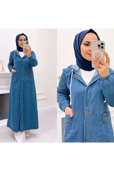 Дамско дънково яке с копчета