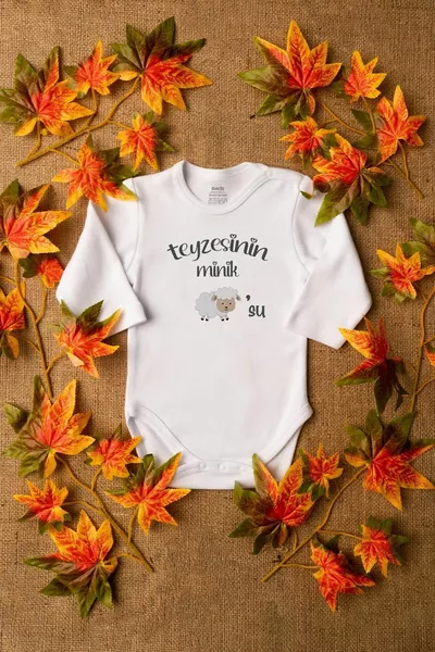 Organic % Cotton Auntie's Little Lamb Written Baby Bodysuit Long Sleeve Badi Snap Bodysuit -t