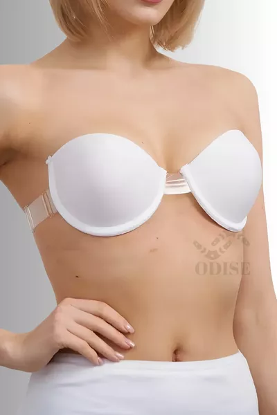 Прозрачна рокля с регулируемо деколте, специална за абитуриентски тържества и сватби, с подплънки (С ОБЛЕКЧЕНА ПОДПЛЪНКА)