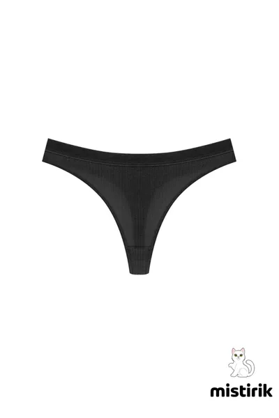 Paulo Ribbed Thong Slip Panties Black Color, No Visible Panty Lines
