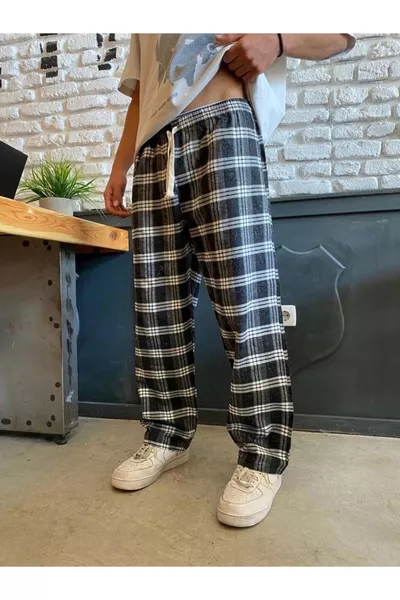 Unisex пижама и спортен екип Harajuku с черно-бял каре мотив