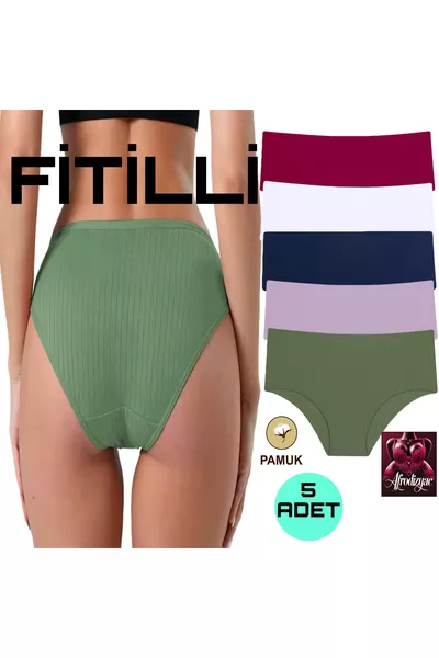 Culotte Taille Haute Côtelée 5 pièces, Extra Extensible et Extra Douce