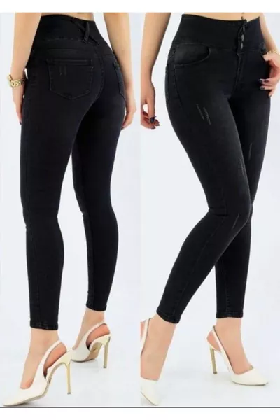 Women's Black, Full-Stretch Skinny High-Waist Jeans