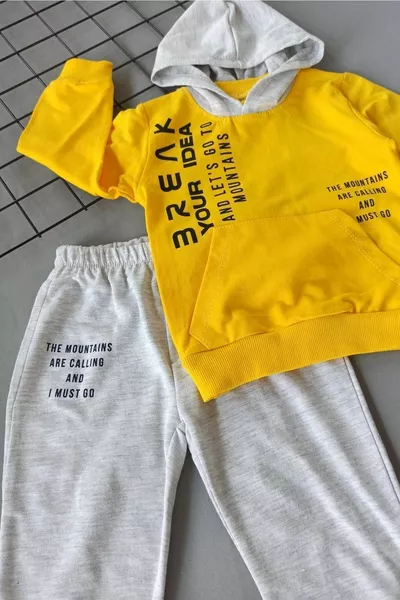 Yellow Your Ideal Written Two-Piece Children's Tracksuit Set Ages 1-2-3-4-5