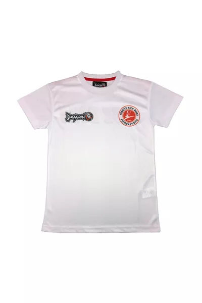 T-shirt blanc de kick-boxing avec l'écusson de la Fédération turque de kick-boxing Giftoom Spor