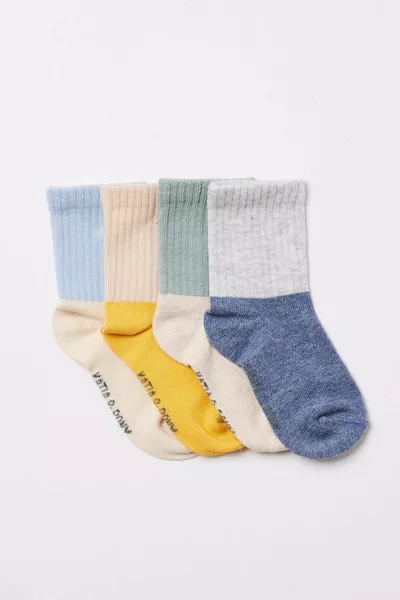 جوارب مأخذ كهرباء ملونة للأطفال، عبوة من 4