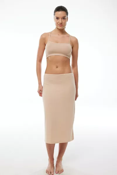 Women's Skin Color Full-Length Skirt Lining Modal Slip 