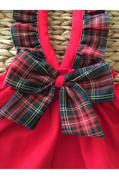 Salopette à carreaux rouges pour bébé avec boucle