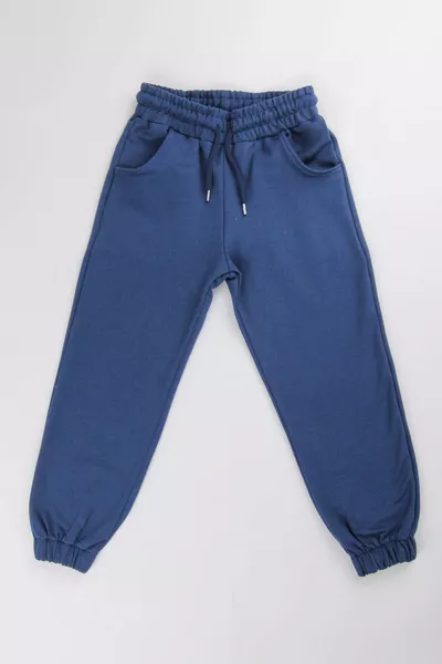Pantaloni sportivi unisex per bambini e ragazzi, con tasche e fascia elastica, taglio comodo, indaco