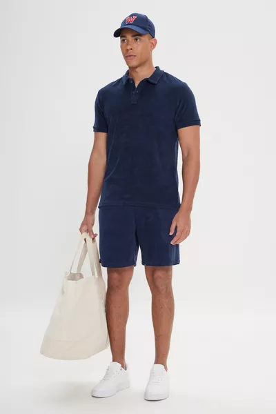 Men's Navy Standard Fit Regular Cut Towel Shorts