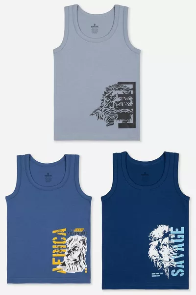 Boys' Cotton Crew Neck Printed Tank Top T-Shirt 3-Pack  Colorful