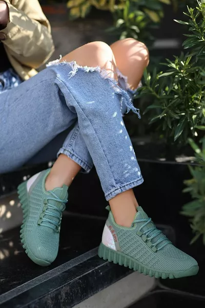 Dogi Lace Детайлен трикотаж Дамски маратонки Зелени