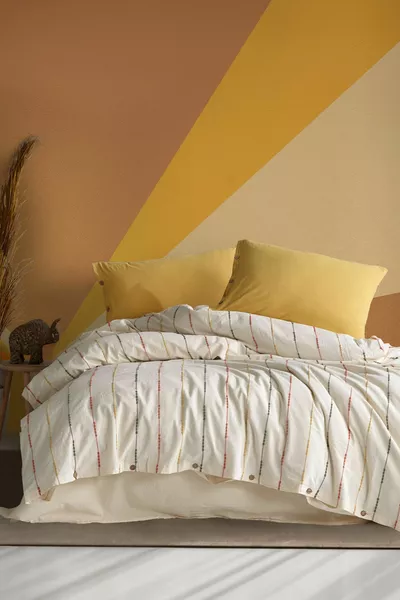 Iris % Baumwolle Waschbare Garngefärbte Vintage Doppelbett Bettwäsche-Set * IRSCKT