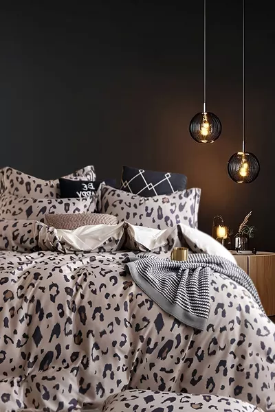 Set di Biancheria da Letto Singolo con Lenzuolo con Angoli Leopardo Marrone