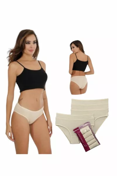 سراويل نسائية قطنية بلون الجملي، 5 قطع