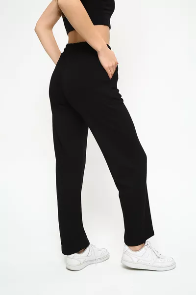 Modal Içerikli Kumaş Rahat Kesim Kadın Siyah Eşofman Alt