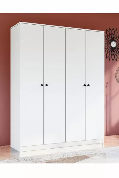 4-Door Wardrobe with Button Handles
