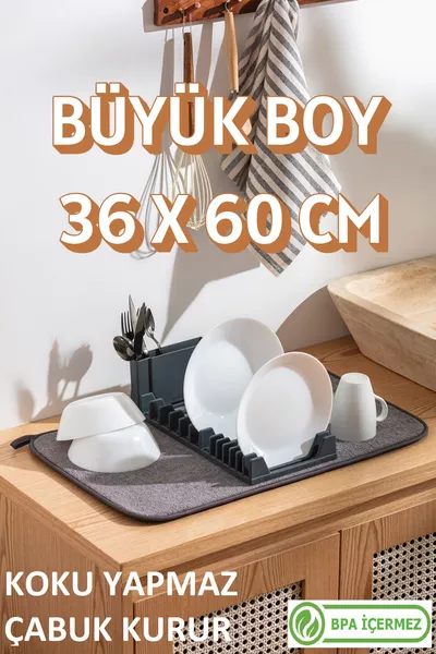 Katlanabilir Microfiber Matlı Tezgah Üstü Büyük Boy  cm 3 Parça BULAŞIKLIK SETİ