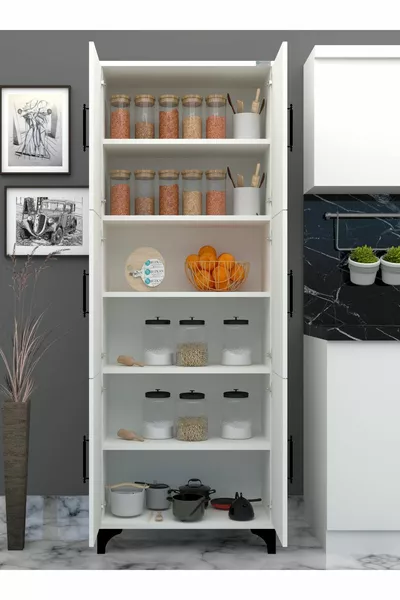 % Mdflam Многофункционален шкаф с 6 врати за килер, балкон, баня, ширина  см