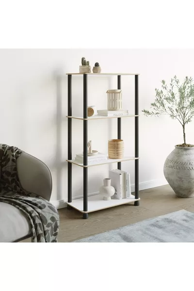 Libreria Decorativa Moderna in Legno a 3 Ripiani Multifunzione per Casa e Ufficio